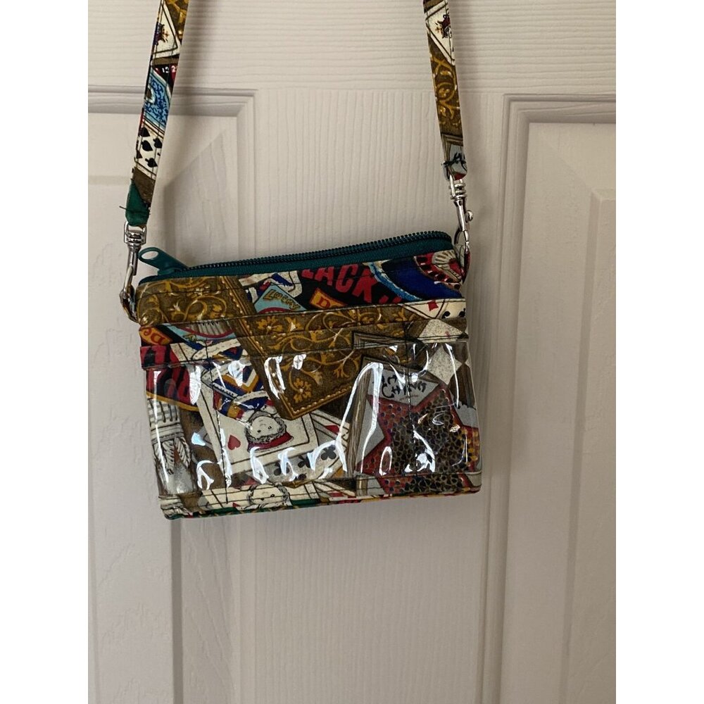 Val in Stitches Fabric Crossbody Purse Small 6x4.5 Card Games Handmade in USA - Picture 10 of 12